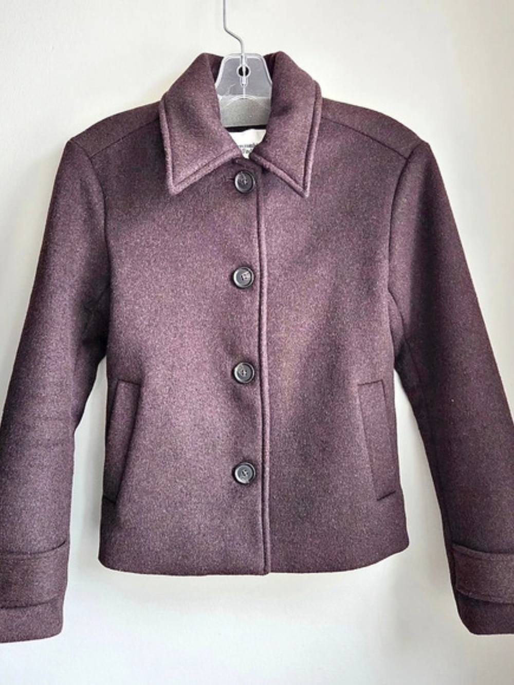 BROWN Abercrombie & Fitch EUC Wool Blend Dark Coffee Cropped Pea Coat Jacket XXS